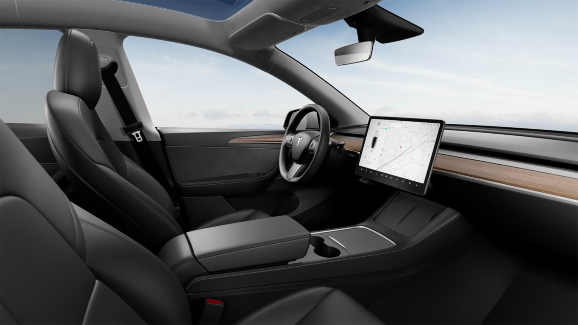 SMALL_Tesla Model Y 標準配備 15 吋中央觸控螢幕、沉浸式音響系統與獨特的全景玻璃車頂，極其寬敞的 SUV 車室空間提供駕駛與乘客最舒適有趣的用車體驗。
